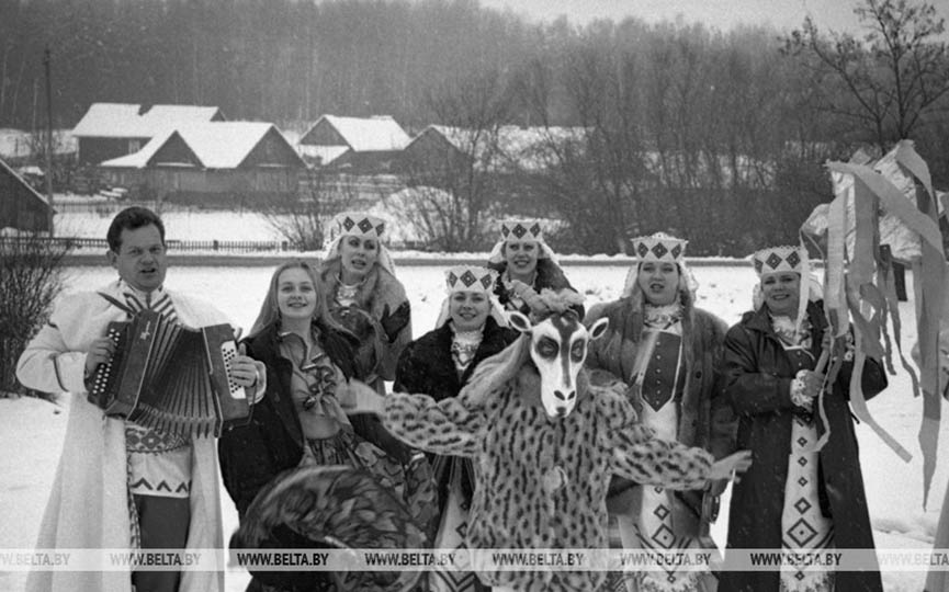Праздник Рождества с обрядом Коляд в поселке Мир Барановичского района, 1998 год